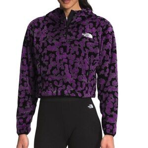 North Face Printed Osito 1/4 Zip Hoodie Purple and Black